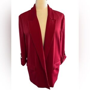 Autres filled Red Blazer with Notched Lapel & 3/4 Sleeves & pearl detail Size XL